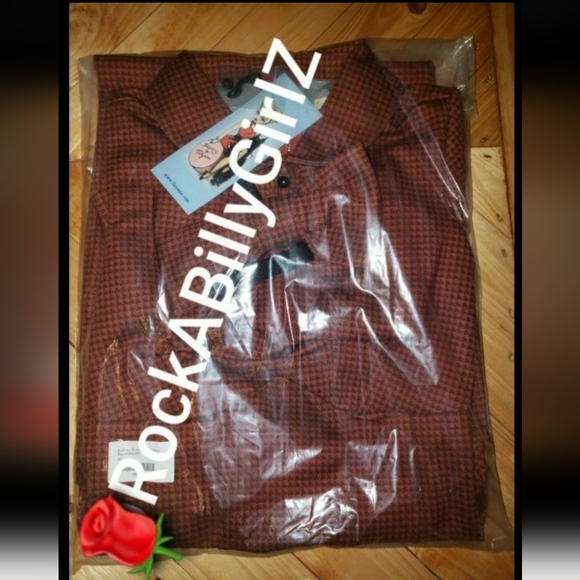 Tatyana Audrey Autumn Ginger Houndstooth Pinup Pencil Dress w Sexy Bow & Pockets - Picture 3 of 4